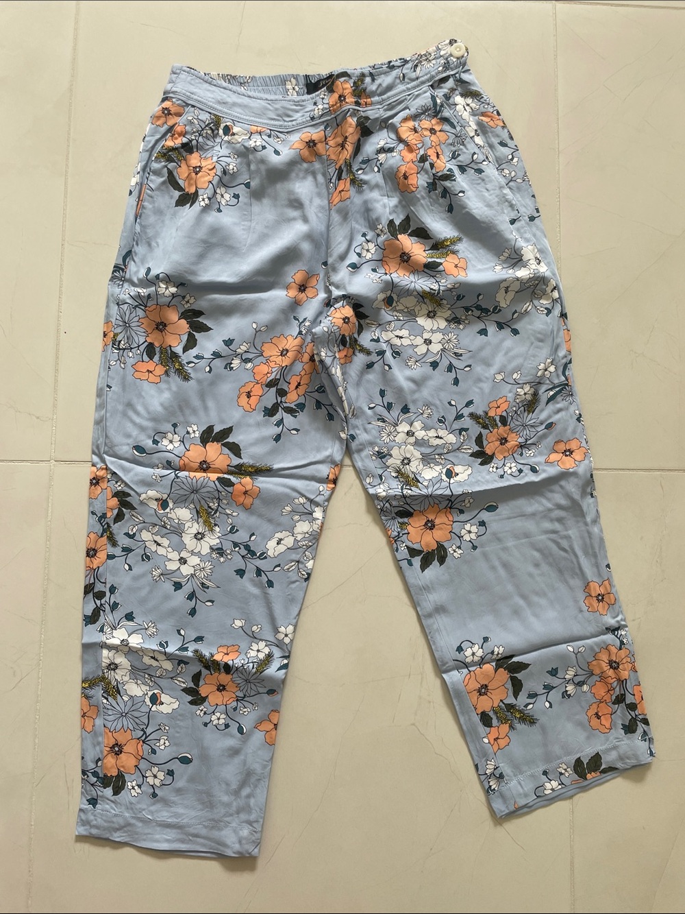 J Crew Light Blue Floral Pants